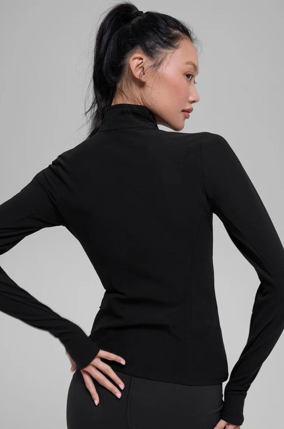 Veste Half-Zip Mock Neck Yoga - Noir