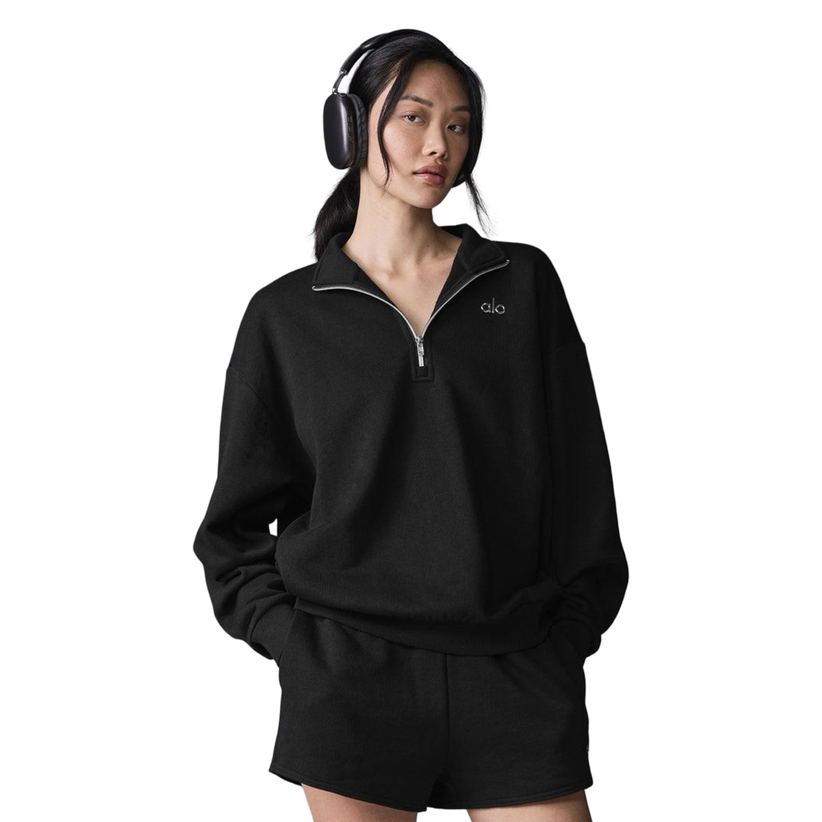 Sweat à col zippé noir