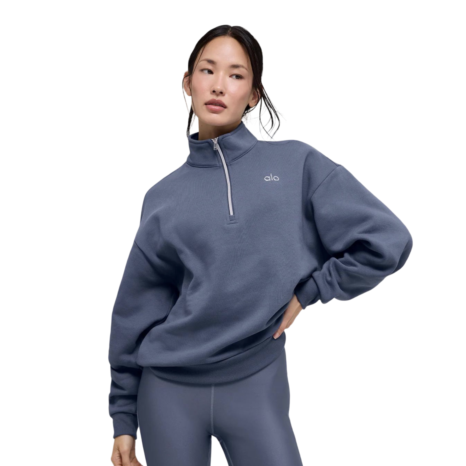 Sweat à col zippé bleu