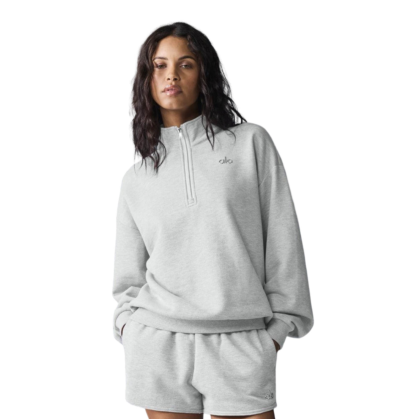 Sweat à col zippé gris