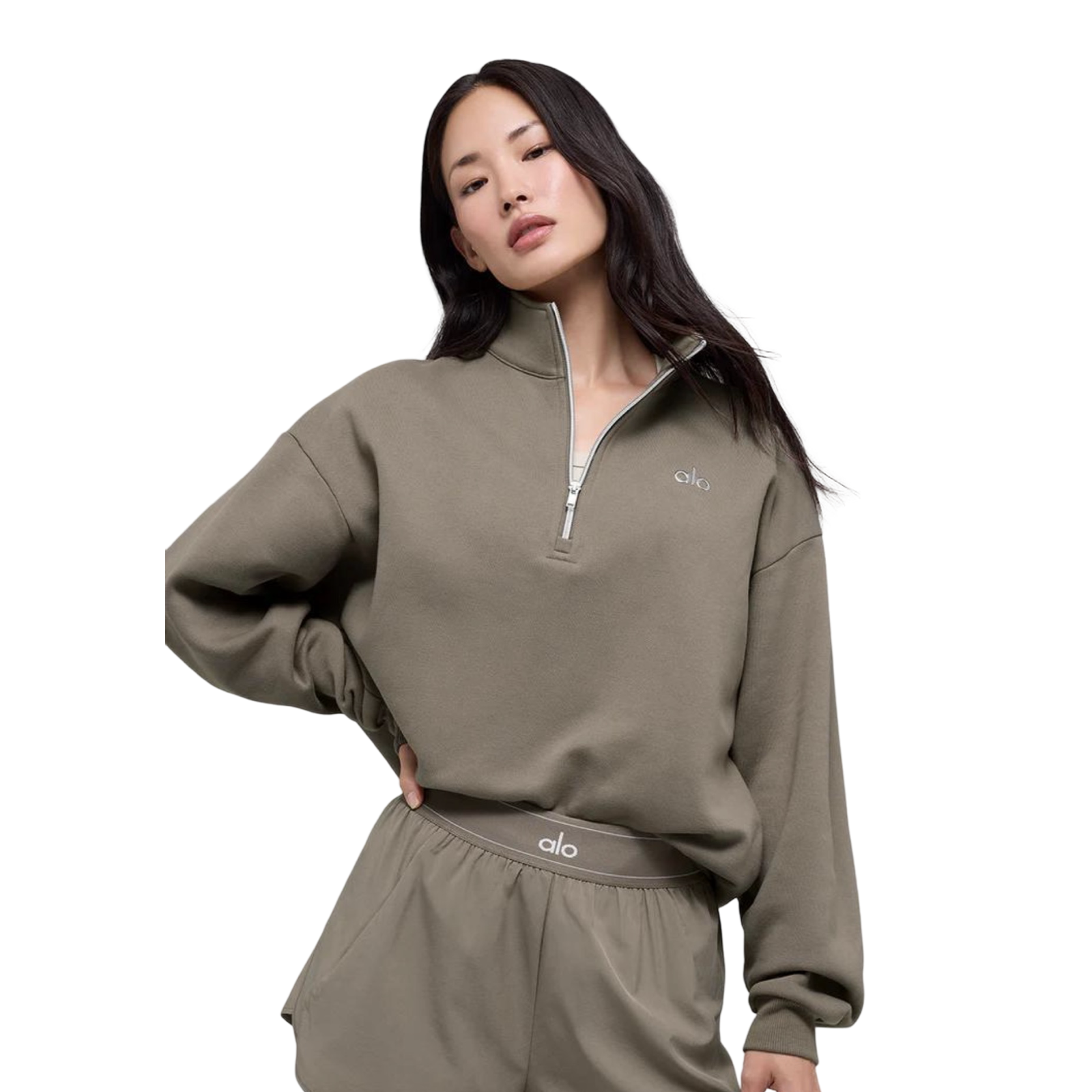 Sweat à col zippé marron